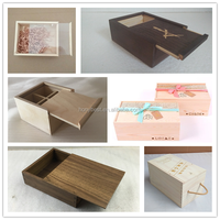 Boîtes d'artisanat en bois à dessus en verre Boîte de produit d'emballage cadeau avec couvercle transparent coulissant Boîte d'affichage en bois pour bijoux de collection Gem