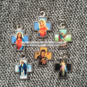 Liontin Salib Logam Campuran Enamel Hadiah Religius, Aksesori Kalung Agama, Liontin Salib Ikon Persegi - Product Image 6