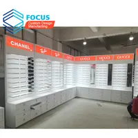Terbaru Laminasi Putih Kacamata Display Showcase Optik Toko Furniture Desain Kacamata Tampilan Lantai Berdiri