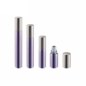 Empty cosmetic package purple glass roller ball metal roller ball perfume use 5ml 7ml 8ml 10ml