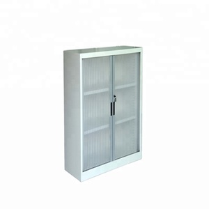 Armadio Metallico per Ufficio <span class=keywords><strong>con</strong></span> Porta a Persiana, Mobile da Ufficio <span class=keywords><strong>con</strong></span> Porta Trasparente in PVC e Ripiani - Product Image 1
