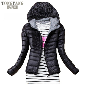 TONGYANG autunno inverno <span class=keywords><strong>donna</strong></span> giacca Basic cappotto femminile sottile con cappuccio giacche nere Casual - Product Image 2