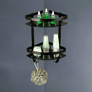 Étagère d'angle de douche en aluminium, adhésif noir, caddie de douche, pour salle de bain, qualité supérieure - Product Image 4