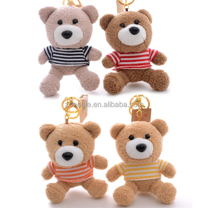 프로모션 선물 사용자 정의 로고 인쇄 티셔츠 미니 곰 박제 동물 장난감 봉제 테디 베어 키 체인