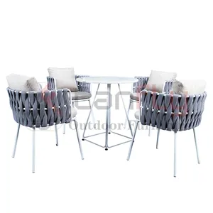 Heißer Verkauf Luxus moderne Terrassen möbel 4 Sitz Aluminium Esstisch und Stühle