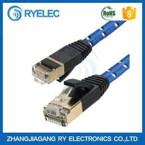 CAT7 CAT6A RJ45 소매 평면 패치 코드 이더넷 LAN 패치 코드 케이블 라우터 스위치 골드 도금