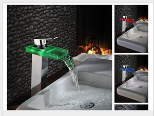 Hiện Đại <span class=keywords><strong>Led</strong></span> Thác Thủy Tinh Lưu Vực Tap Nước Nóng Và Lạnh Vòi Nước Thông Minh Màu Sáng Thay Đổi Lưu Vực Rửa Phòng Tắm Vòi Nước - Product Image 5