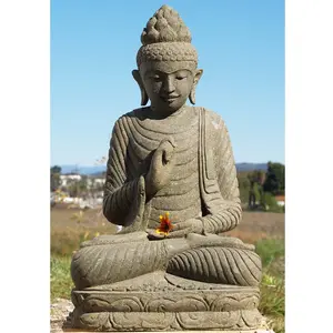 Custom hand carved wooden meditating buddha sandstone statue