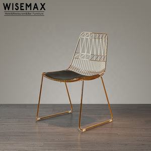 WISEMAX Chaise de luxe haute qualité pour café triomphe à la chaux Chaise de loisirs <span class=keywords><strong>bertoia</strong></span> chaise en métal maillé avec coussin en pu - Product Image 3