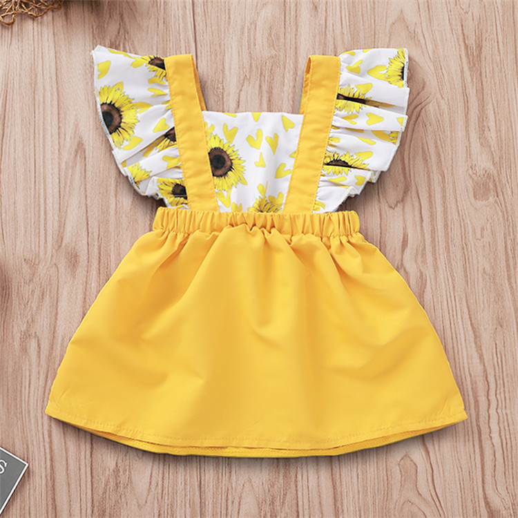 Fashion Frocks Design yellow Flower Girl Baby Dress cute Girls Party Dresses