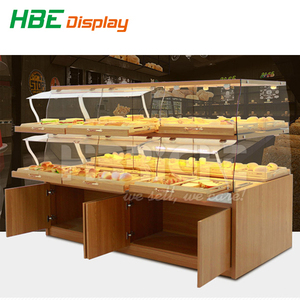 custom wholesale wood bakery bread display shelves
