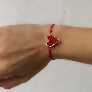 Moyamiya Klasik Miyuki Merah Hati Gelang Set Kalung Buatan Tangan Mode Perhiasan Emas - Product Image 4