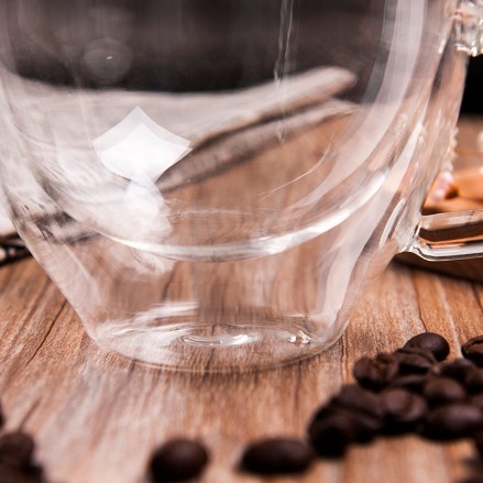 Heat resistance clear borosilicate double wall glass coffee cup