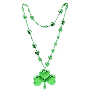 Patrick's Day Irish Festival Products Hanging Bead Chain Shamrock Pendant Necklace