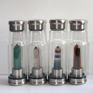 Cristales de shungita con infusión de piedras preciosas, piedras de energía curativa, botella de agua de vidrio como regalos de Yoga para amantes de festivales personalizados - Product Image 3