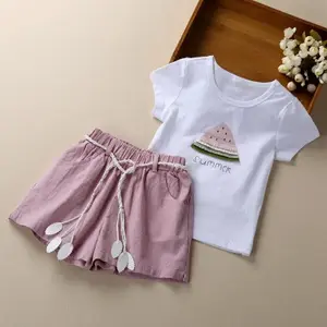 Hao Baby Girls Sommer anzug Modische Kinder kleidung im westlichen Stil Neue Mädchen T-Shirt Kid Girl Zweiteiliger Anzug