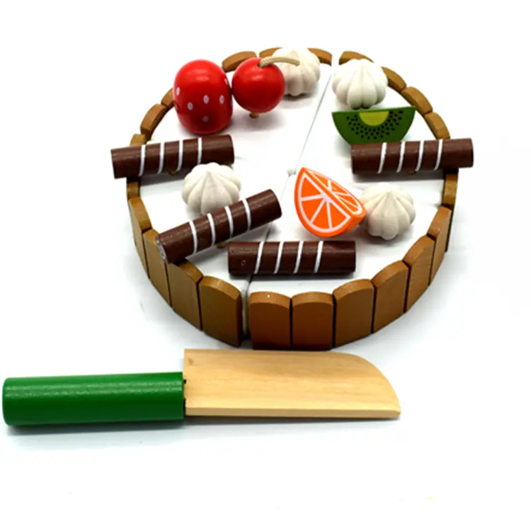 वर्तमान खाद्य खिलौना लकड़ी के चुंबकीय जन्मदिन का केक खिलौना