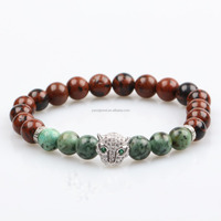 USA Style Noir Rhodium Panthère Noire Et Onyx Noir Mat Bracelet Perlé Homme