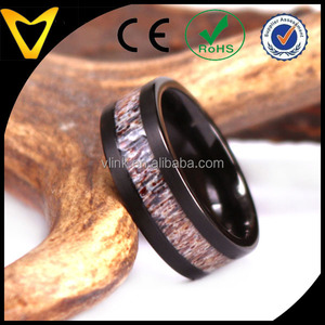 Bague <span class=keywords><strong>homme</strong></span> de <span class=keywords><strong>mariage</strong></span> noir, logo gravé gratuitement Bague bois de tungstène noir personnalisée Bague chasseur noir - Product Image 5