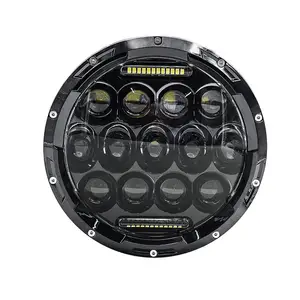 RACEPRO lampu depan LED proyektor 75W, sorot tinggi/rendah dengan DRL untuk Jeep JK TJ 7 inci