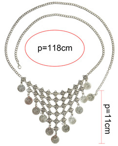 Chaîne de corps et de taille bohème vintage plaquée argent avec pendentif pièce de monnaie et pompon, magnifique bijou pour femme - Product Image 6