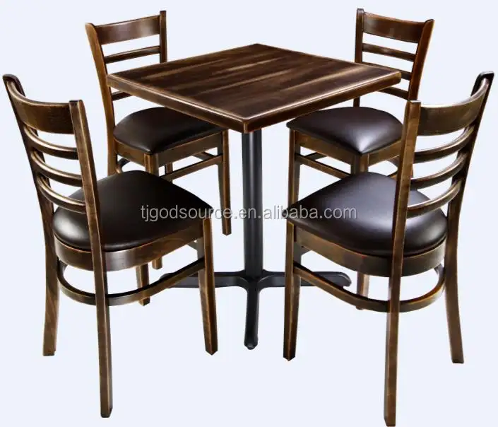 चीनी रेस्तरां के लिए इस्तेमाल किया देहाती लकड़ी रेस्टोरेंट मेज और कुर्सियों सेट