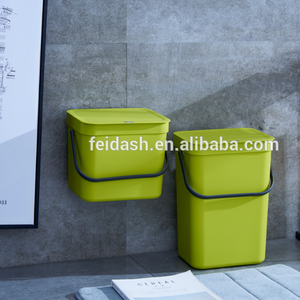 hot sale wall hanging plastic trash bin with handle and sticker