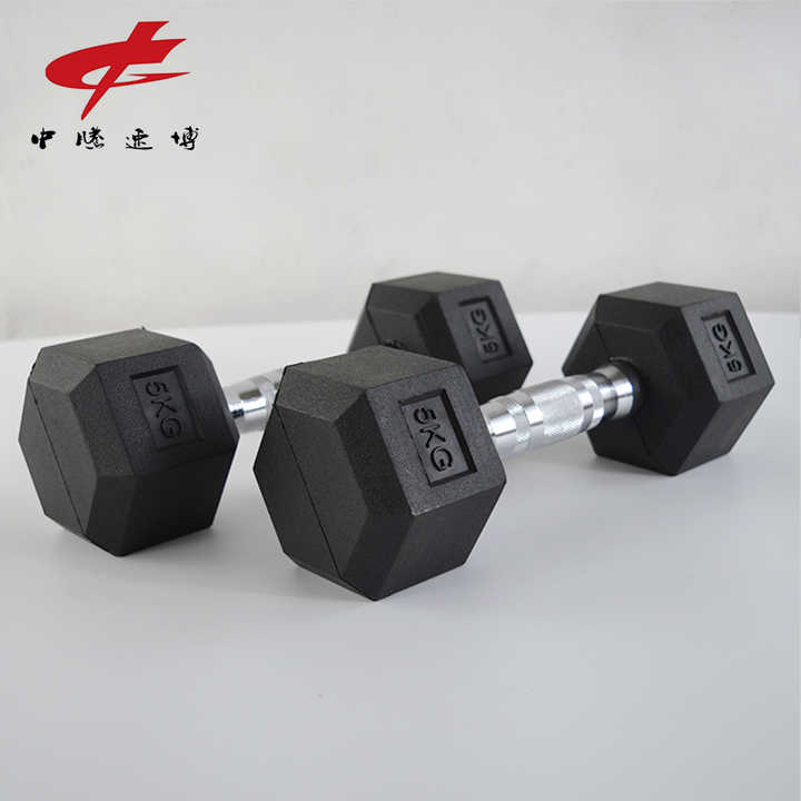 Custom Home Gym Dumbbell Black Cast Iron with Black Hex Rubber Coating ...