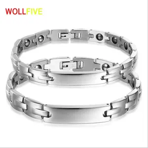 Pulsera energética de alta calidad, pulsera de acero inoxidable 316L para la salud con piedra magnética