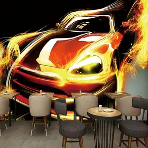 Crystal Wallpaper Cool Sports 3D Car Luxury Car Flame Theme Space Carbon Fiber Wallpaper Vinyl Wallpaper For Living Room