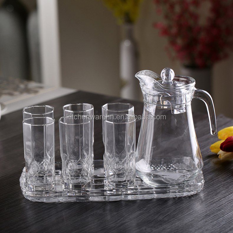 7pcs clear glassware set with lid