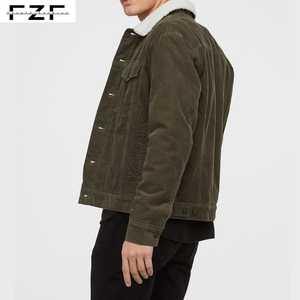Fleece <strong>Lined</strong> Mens Winter Custom Corduroy <strong>Jacket</strong> With Raccoon <strong>Fur</strong> Collar - Product Image 2