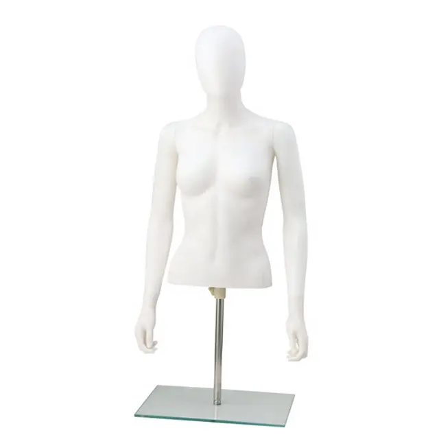 Matt white plastic female cheap upper body mannequin with head