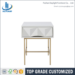 Modern Bedroom White Metal <strong>Gold</strong> <strong>Bedside</strong> <strong>Table</strong> with 1 Drawer - Product Image 5