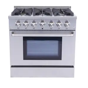 36 inch Pro-style 6 high BTU burners gas range in stainless steel