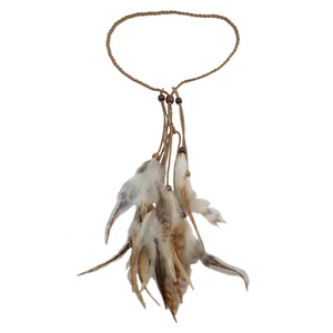 عصابة شعر مصنوعة يدويًا من الريش من الجلد العرقي الغجري عصابة رأس من الريش والخشب والطاووس - Product Image 5