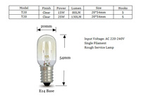 T20 E14 Réfrigérateur Ampoule 15w 25w Indicateur réfrigérateur ampoule e12 110-130v 220-240v , INC-MINI-E14