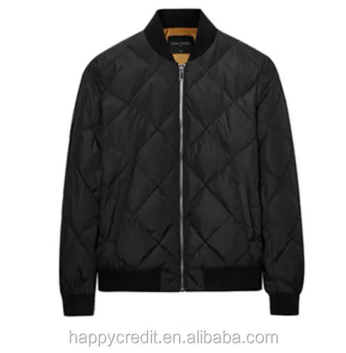 Winter Grey Goose Feather Padding Quilted Bomber Jacket Men Goose Down Jacket with Embroidery