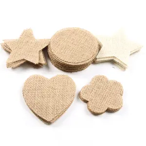 10pc Vintage Hessian Burlap Jute Heart Pieces Creative Slice For Wedding Christmas Party Home Decoration DIY Crafts Accessories
