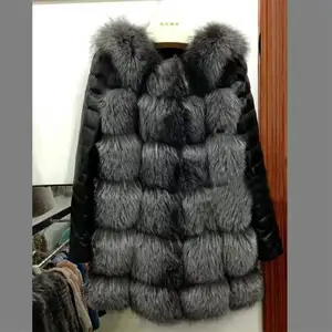 Yq44 casaco de inverno feminino, casaco grosso de pele artificial e manga pu para mulheres