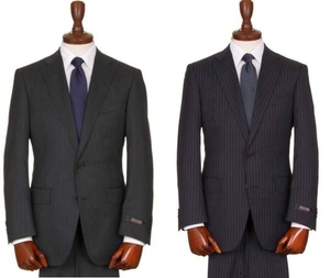 Costumes d'affaires classiques anti-rides Steve & James pour hommes en tissu laine/polyester, col cranté, fermeture simple boutonnage - Product Image 1
