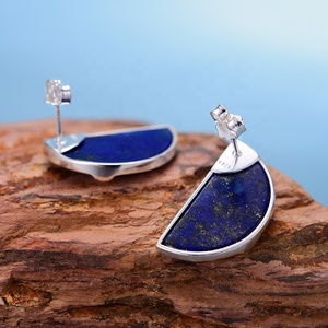 Lotus Fun fait à <span class=keywords><strong>la</strong></span> main en argent Sterling 925 naturel Lapis main de dieu de <span class=keywords><strong>la</strong></span> <span class=keywords><strong>création</strong></span> <span class=keywords><strong>d</strong></span>'<span class=keywords><strong>Adam</strong></span> Stud boucle <span class=keywords><strong>d</strong></span>'oreille bijoux pour femmes fille - Product Image 4