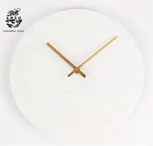 Wholesale 12 Inch Luxury White Marble Wall Clock Large Size Personalized Living Room Clock with Alarm Function Separates Design