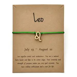 Wish Card Leo Guard 12 Constellations Zodiac Lucky Bracelet für Women Adjustable Red String Rope Bracelet Family Friendship Gift