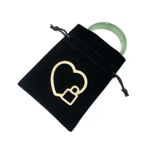 Black Velvet Bag Customized Small Black Velvet Drawstring Jewelry Pouch