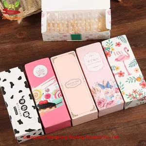 Paper Donut Packaging Box Custom Cookie / Donut / Candy Paper Packaging Box With Lid Paper Food Packaging Box