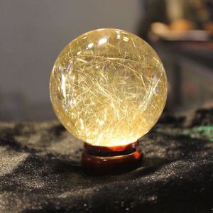 Bola de cristal rutilado natural <span class=keywords><strong>para</strong></span> el hogar, esfera de Cuarzo rutilado de oro pulido <span class=keywords><strong>para</strong></span> meditación - Product Image 5