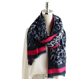 Hot Sale Fashion Girl Red Leopard Scarf Shawl Long Oversized Wholesale Leopard Print Scarf For Women