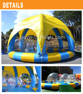 Grande <span class=keywords><strong>piscine</strong></span> d'eau de natation <span class=keywords><strong>ronde</strong></span> bleue en PVC de forme différente personnalisée en gros avec couverture de tente pour un usage familial - Product Image 4