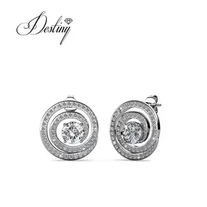 Sterling Silver 925 Premium Austrian Crystal Jewelry Online Selling Daily Mystiq Round Earrings Destiny Jewellery